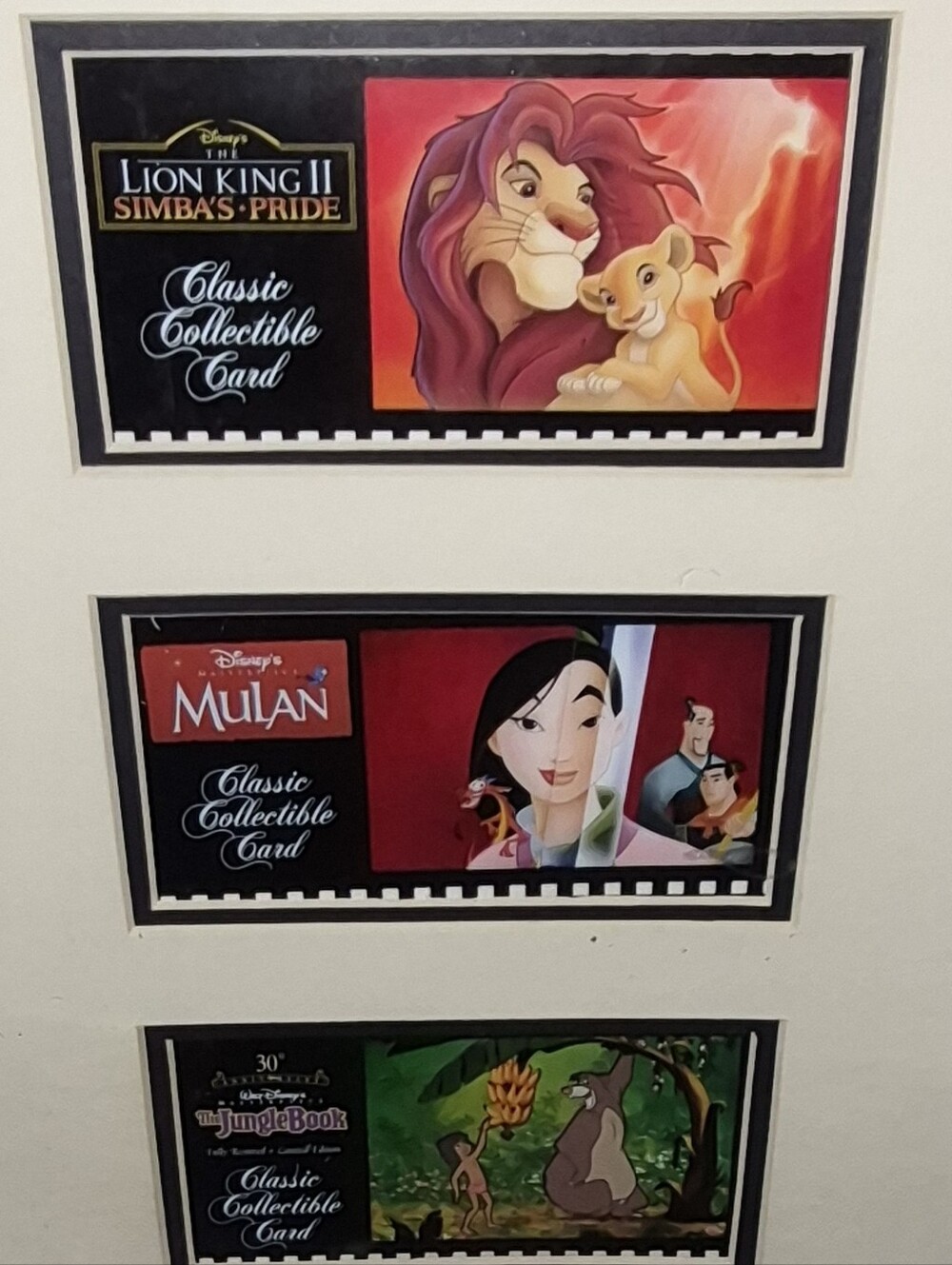 Framed Disney Classic Collectible Card Display Lion King II, Mulan, Jungle Book